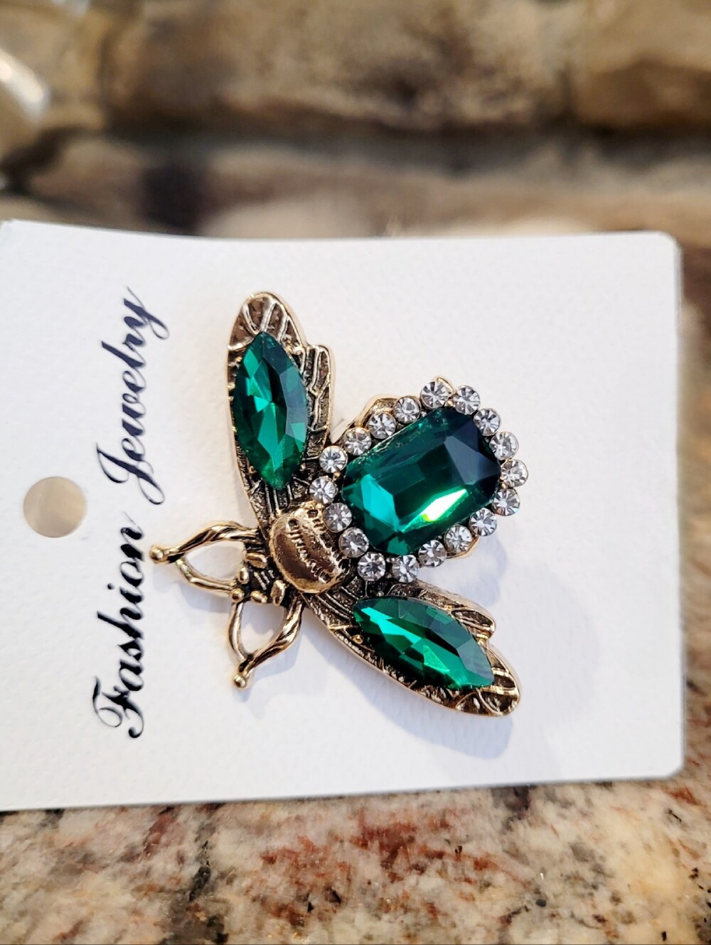 🌺Bee And Emerald Rhinestone Brooch Bee Jewelry Bee Accessories - Picture 4 of 4